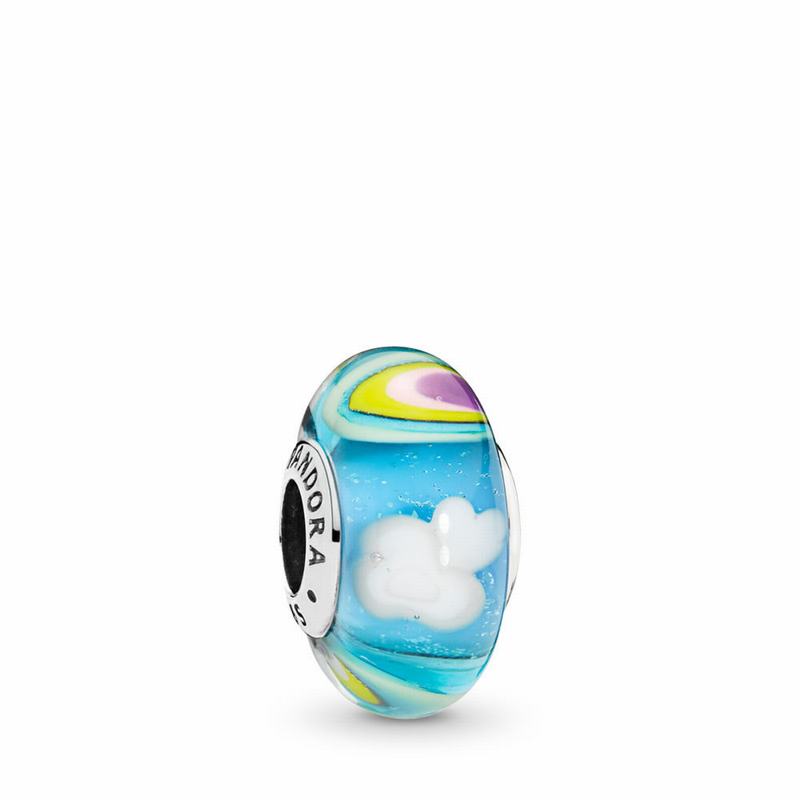 Pandora Iridescent Rainbow Charm - Sterling Silver/Glass/Blue - Canada | HQ8861JH